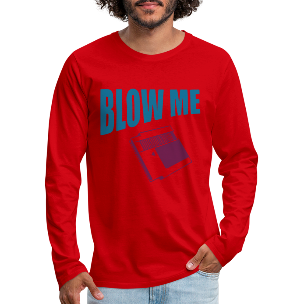 Blow Me Men's Premium Long Sleeve T-Shirt (Vintage Cassette) - red