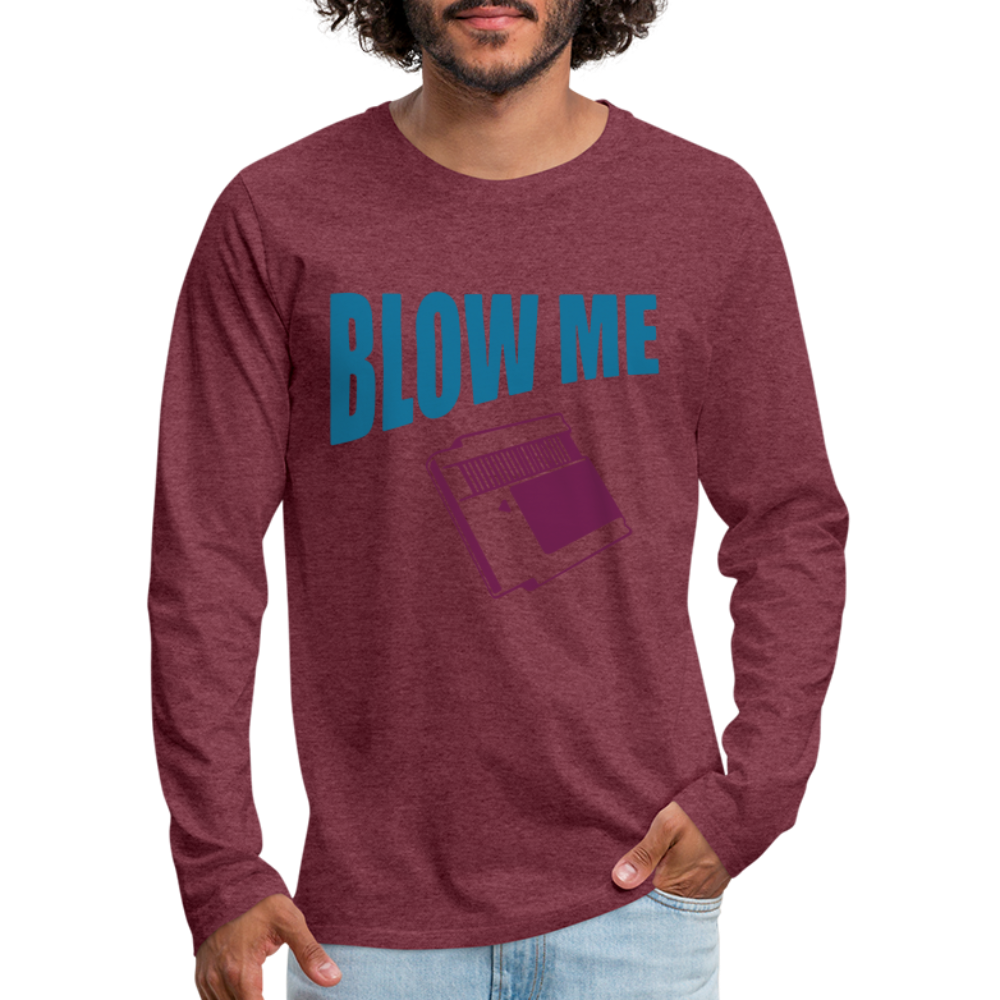 Blow Me Men's Premium Long Sleeve T-Shirt (Vintage Cassette) - heather burgundy