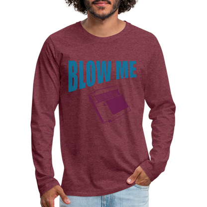 Blow Me Men's Premium Long Sleeve T-Shirt (Vintage Cassette) - heather burgundy