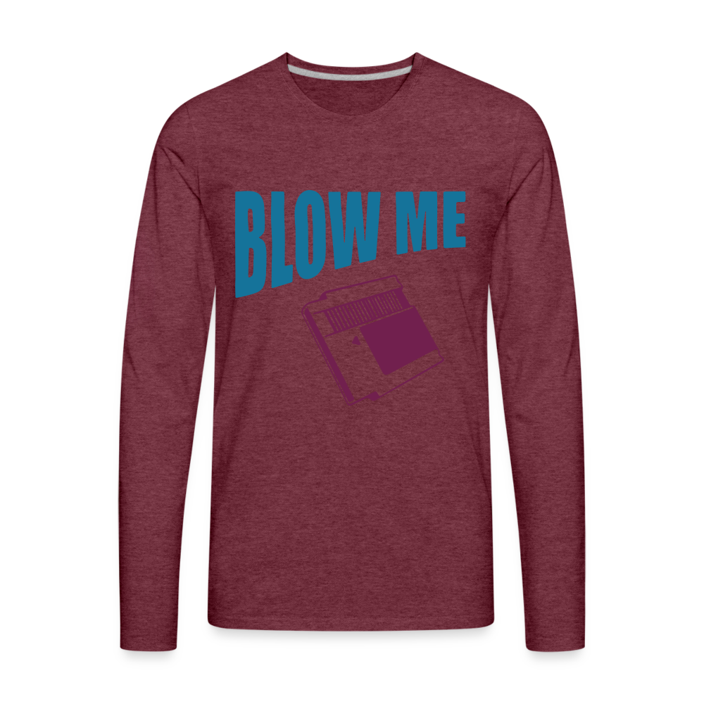 Blow Me Men's Premium Long Sleeve T-Shirt (Vintage Cassette) - heather burgundy