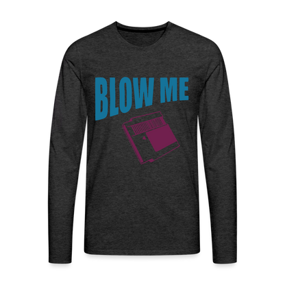 Blow Me Men's Premium Long Sleeve T-Shirt (Vintage Cassette) - charcoal grey