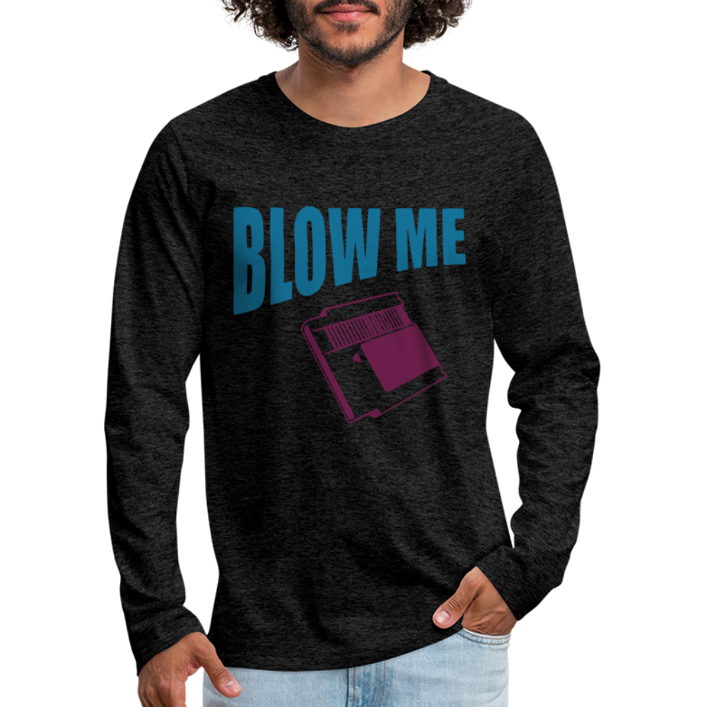 Blow Me Men's Premium Long Sleeve T-Shirt (Vintage Cassette) - charcoal grey