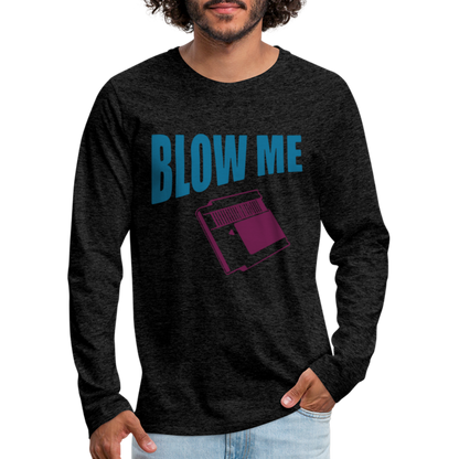 Blow Me Men's Premium Long Sleeve T-Shirt (Vintage Cassette) - charcoal grey