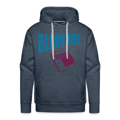 Blow Me Men’s Premium Hoodie (Vintage Cassette) - heather denim