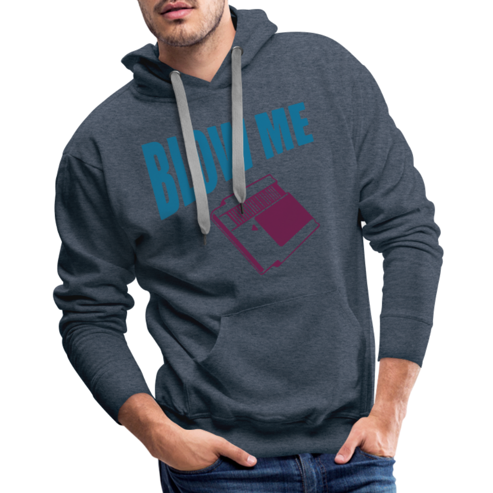 Blow Me Men’s Premium Hoodie (Vintage Cassette) - heather denim