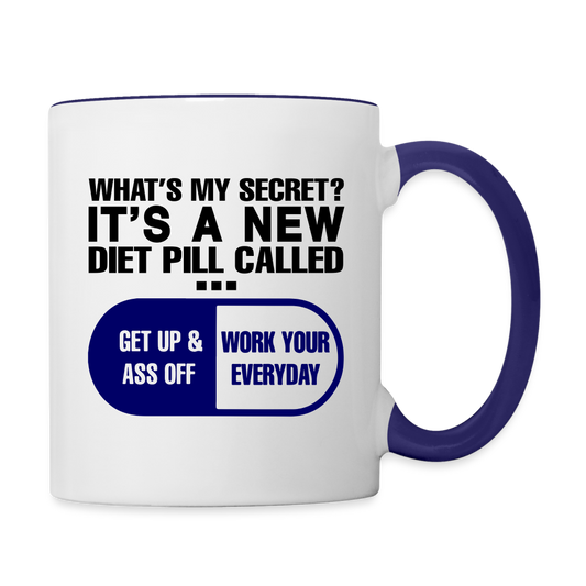 Secret Diet Pill Coffee Mug - white/cobalt blue
