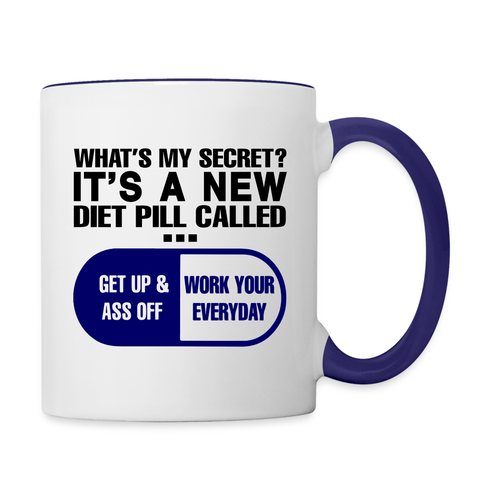 Secret Diet Pill Coffee Mug - white/cobalt blue