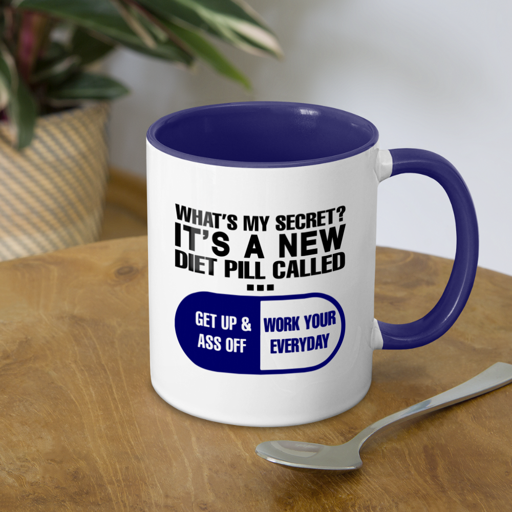 Secret Diet Pill Coffee Mug - white/cobalt blue