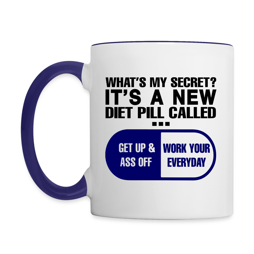 Secret Diet Pill Coffee Mug - white/cobalt blue