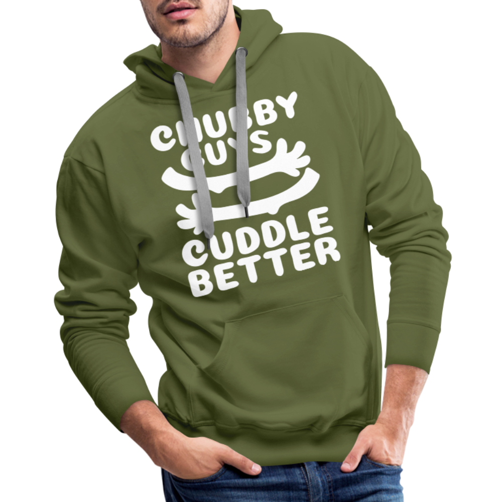 Chubby Guys Cuddle Better Men’s Premium Hoodie - olive green