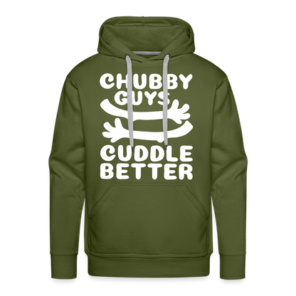 Chubby Guys Cuddle Better Men’s Premium Hoodie - olive green