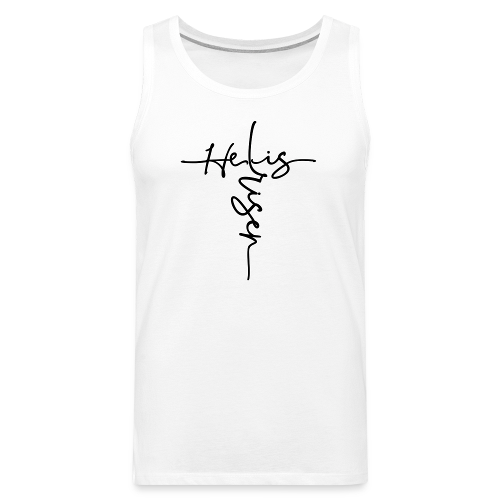 He Is Risen Men's Premium Tank Top - white