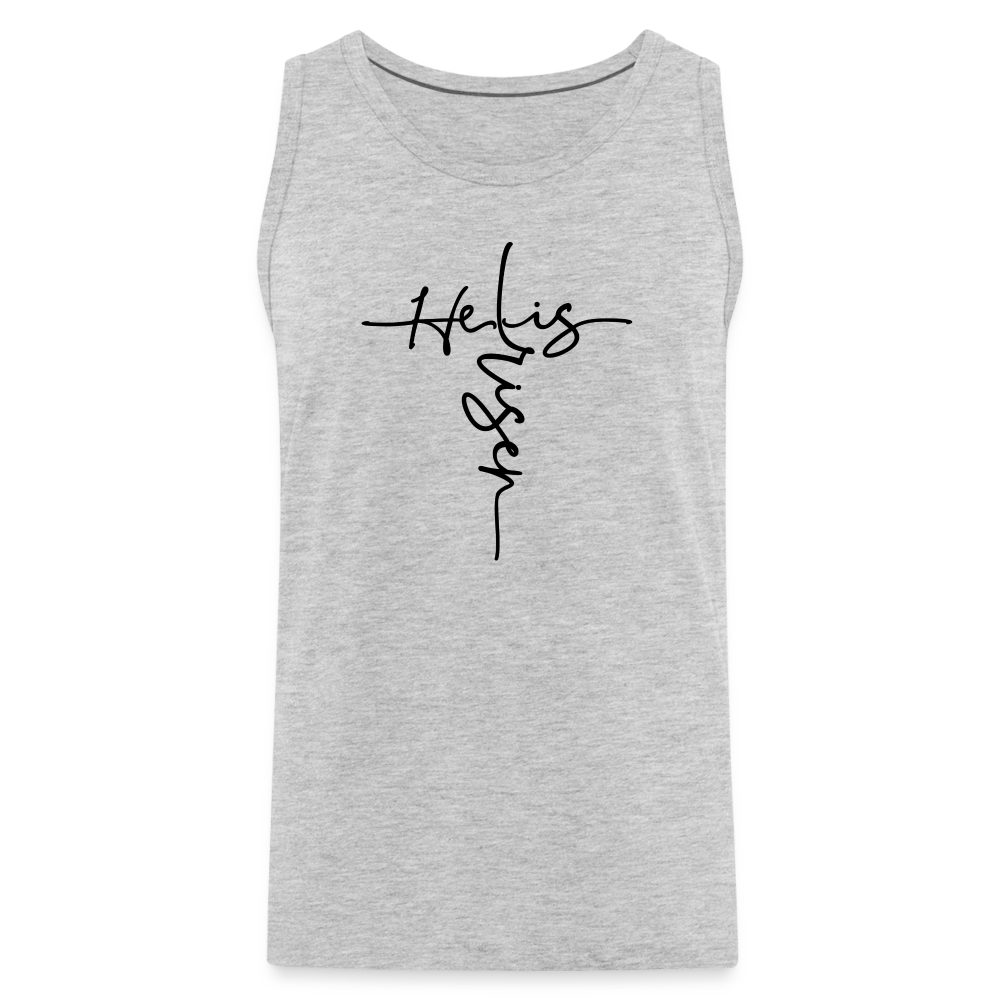 He Is Risen Men's Premium Tank Top - heather gray