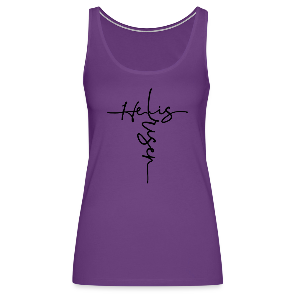 He Is Risen Women’s Premium Tank Top (Easter - Religious) - purple
