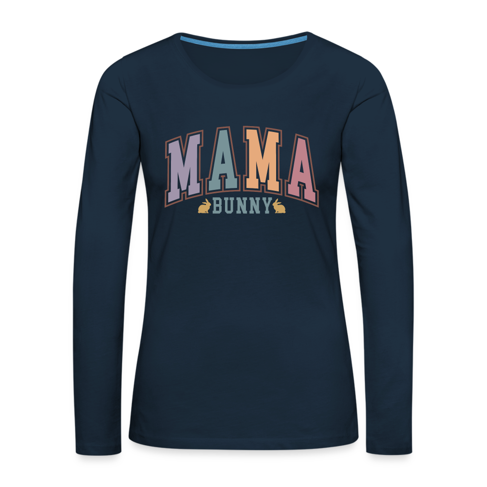 Mama Bunny Women's Premium Long Sleeve T-Shirt (Easter) - deep navy