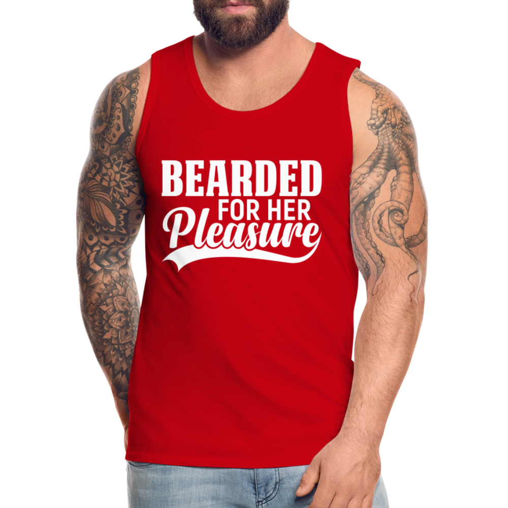 Bearded For Her Pleasure Men’s Premium Tank Top - red