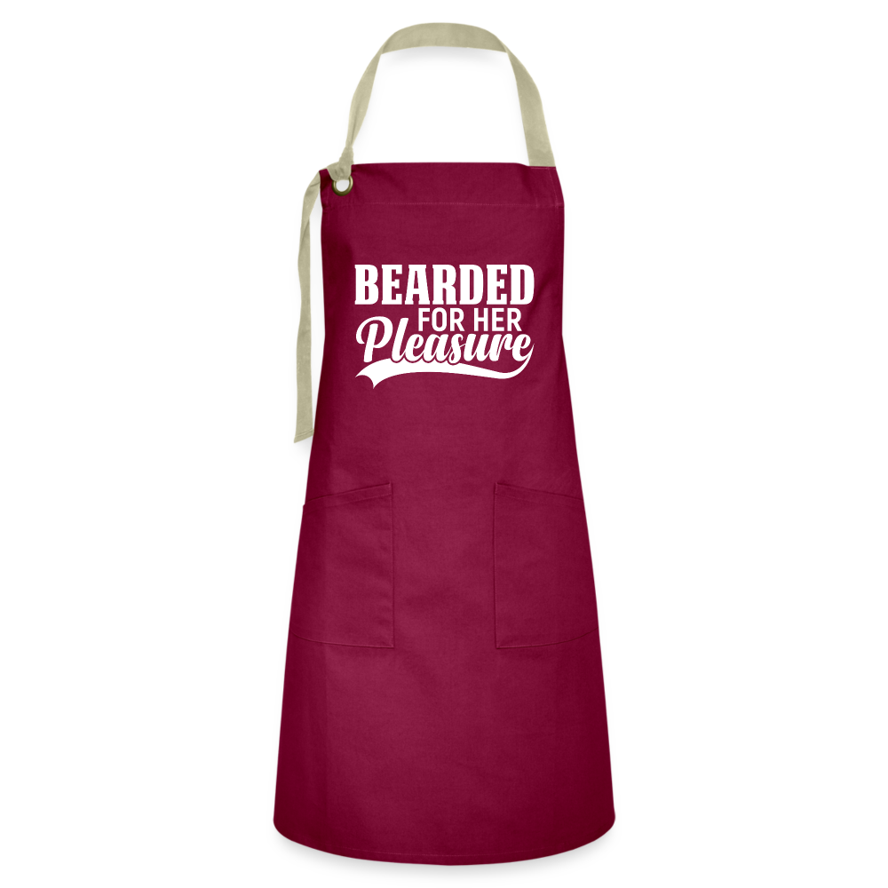 Bearded For Her Pleasure Artisan Apron - burgundy/khaki