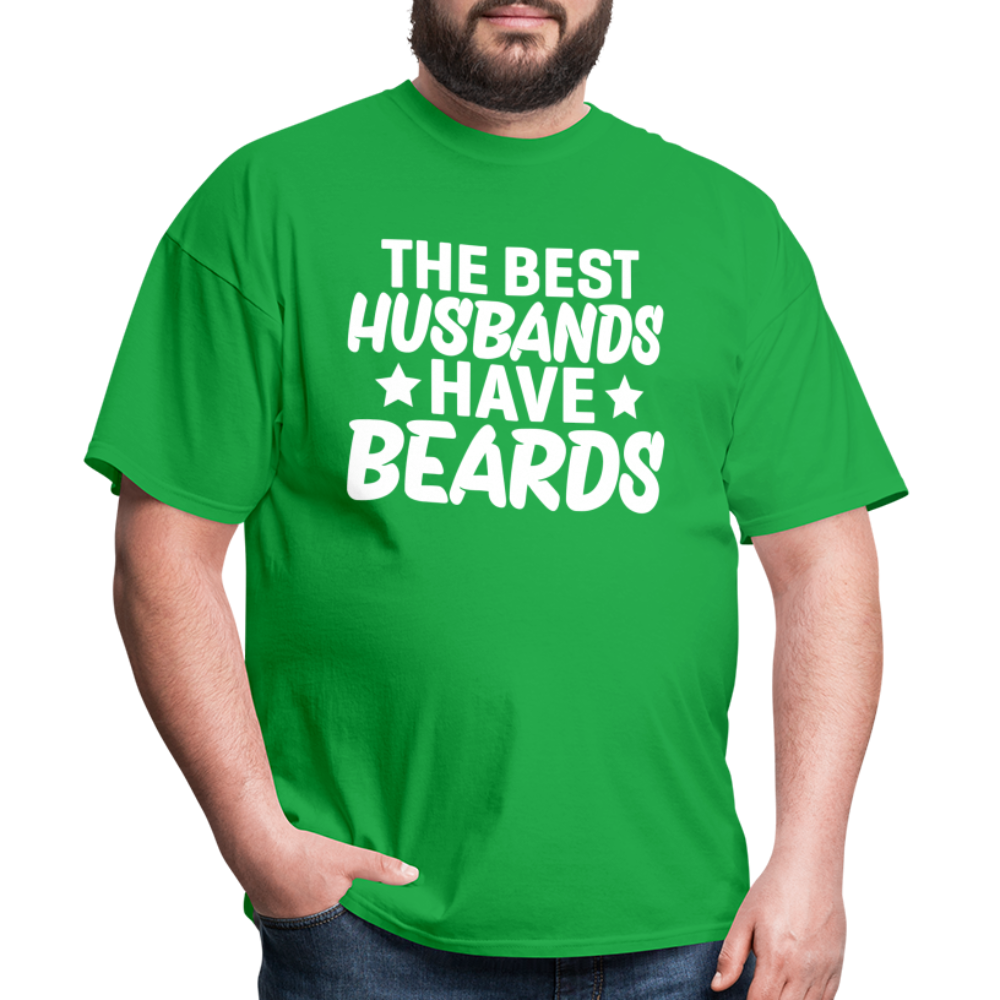 The Best Husbands Have Beards T-Shirt - bright green