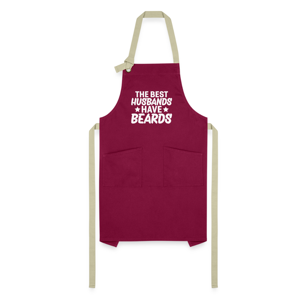 The Best Husbands Have Beards Artisan Apron - burgundy/khaki