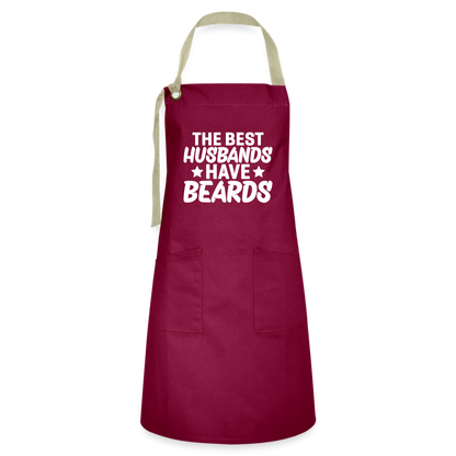 The Best Husbands Have Beards Artisan Apron - burgundy/khaki
