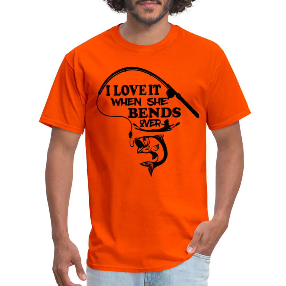 I Love It When She Bends Over T-Shirt (Fishing) - orange