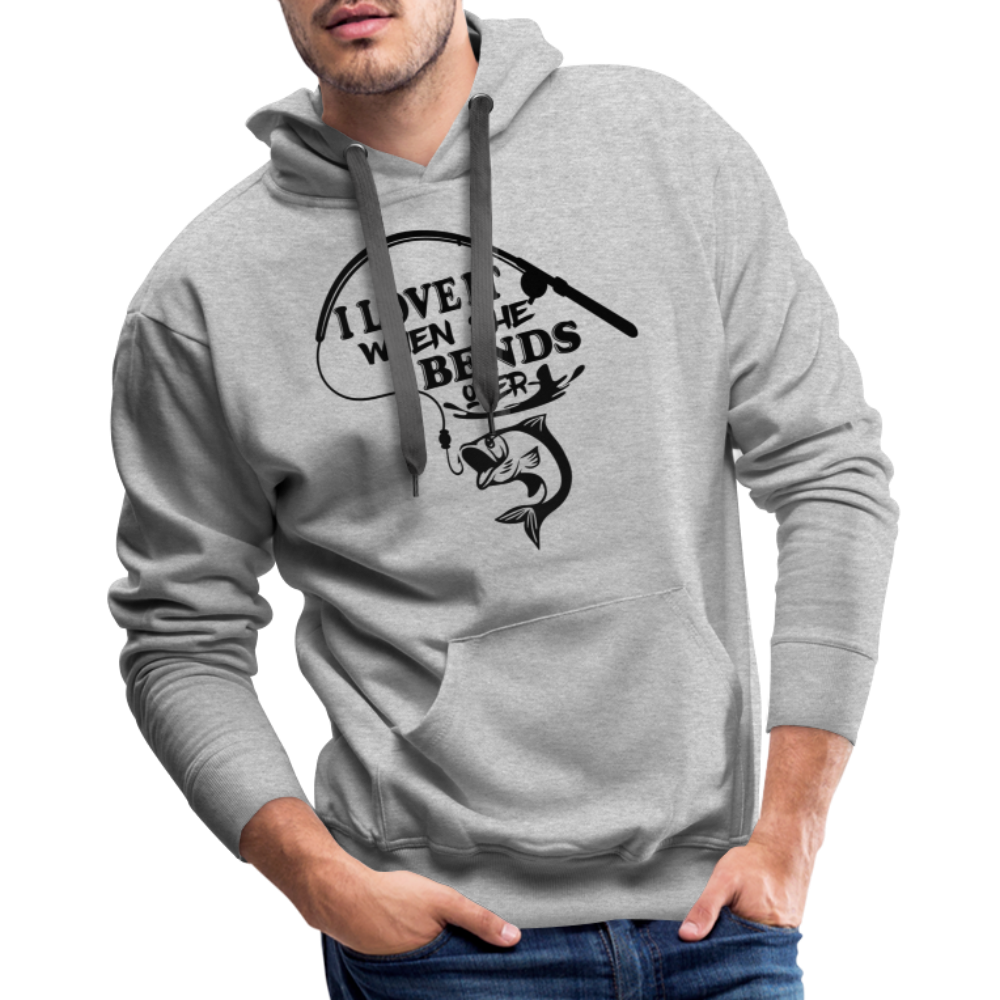 I Love It When She Bends Over Men’s Premium Hoodie (Fishing) - heather grey