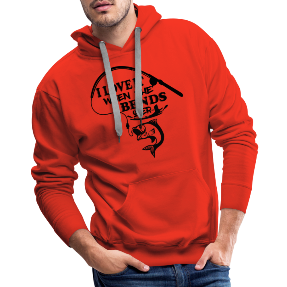 I Love It When She Bends Over Men’s Premium Hoodie (Fishing) - red