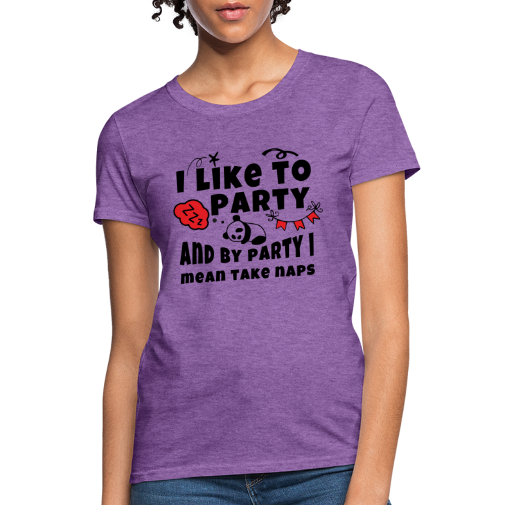 I Like To Party, I Mean Take Naps T-Shirt - purple heather