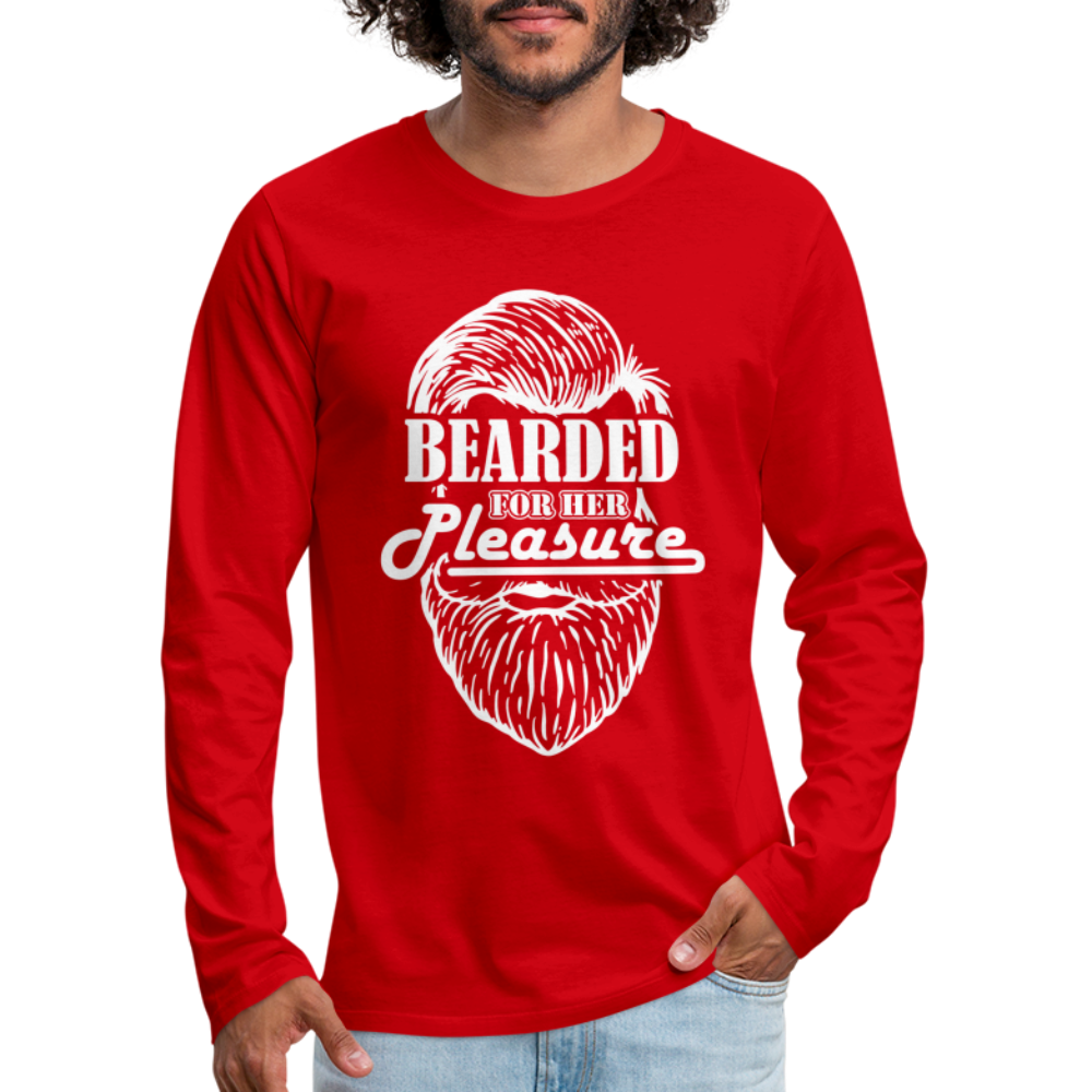 Bearded For Her Pleasure Men's Premium Long Sleeve T-Shirt - red