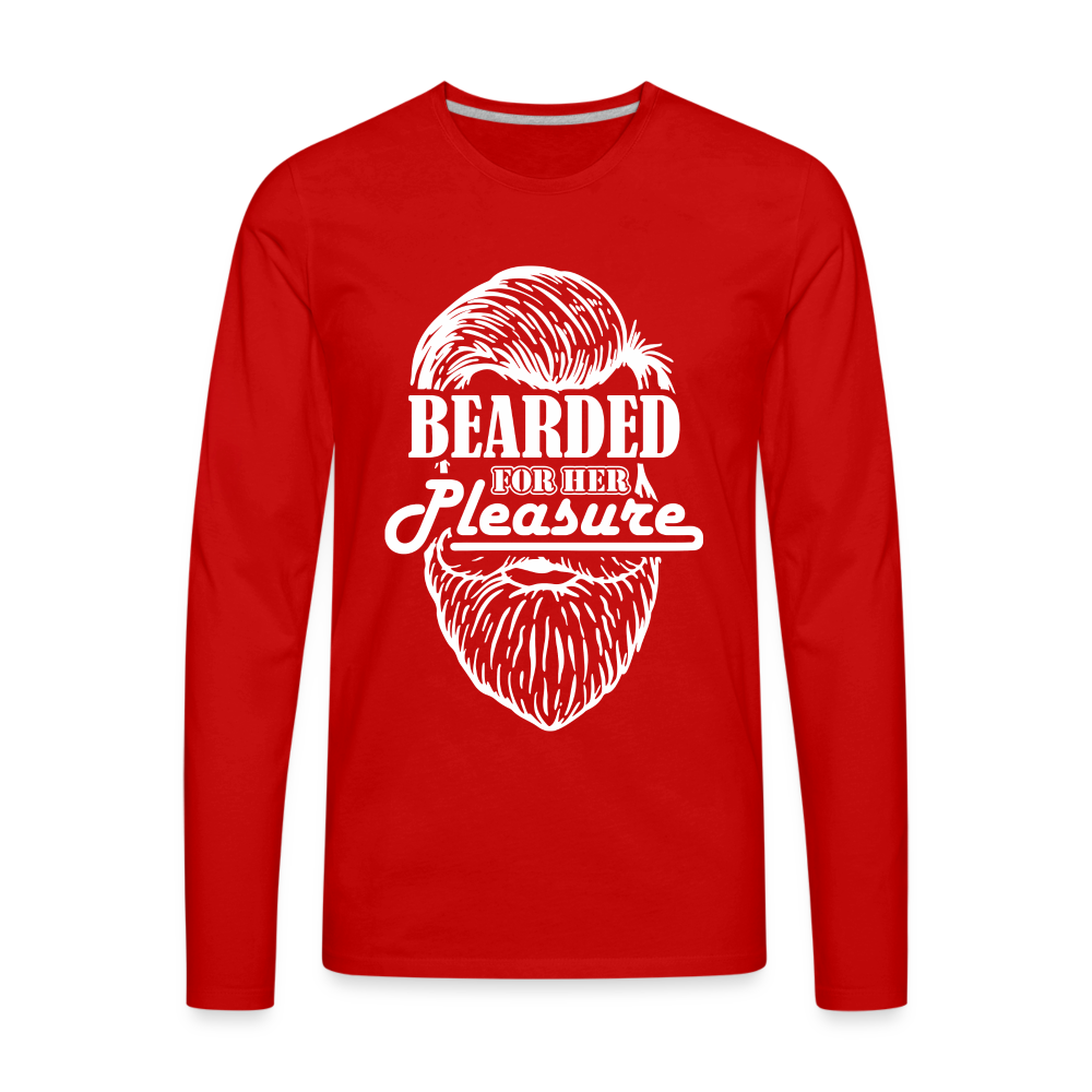 Bearded For Her Pleasure Men's Premium Long Sleeve T-Shirt - red