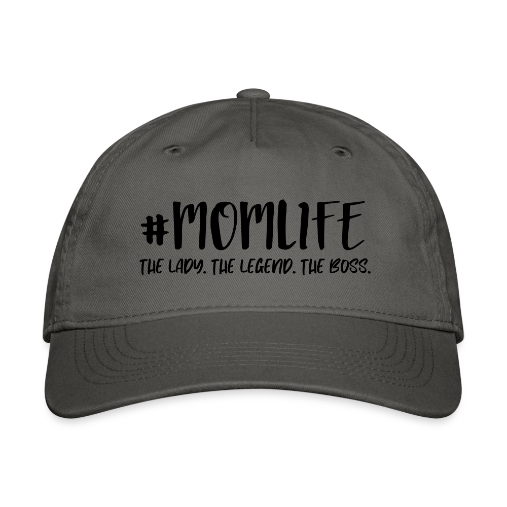 #MOMLIFE Organic Baseball Cap (The Lady, The Legend, The Boss) - charcoal