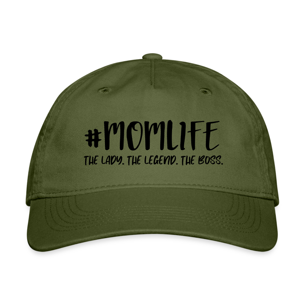 #MOMLIFE Organic Baseball Cap (The Lady, The Legend, The Boss) - olive green