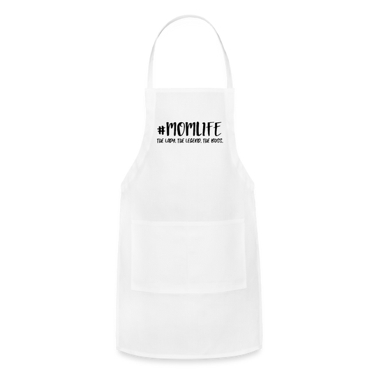 #MOMLIFE Adjustable Apron (The Lady, The Legend, The Boss) - white