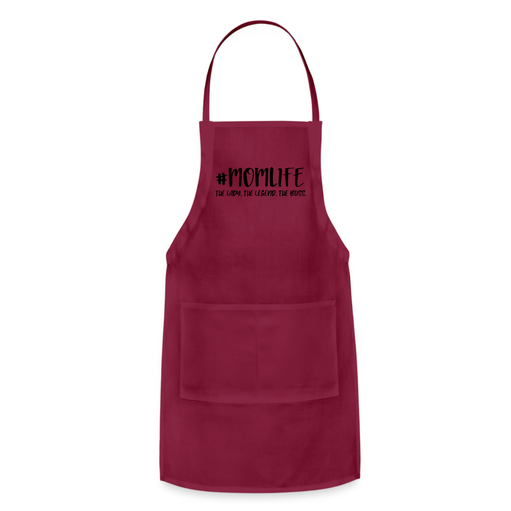 #MOMLIFE Adjustable Apron (The Lady, The Legend, The Boss) - burgundy