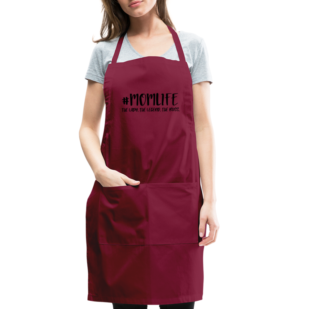 #MOMLIFE Adjustable Apron (The Lady, The Legend, The Boss) - burgundy