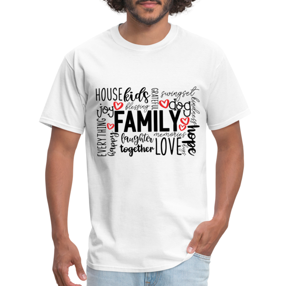 Family T-Shirt (Wordart Cloud) - white