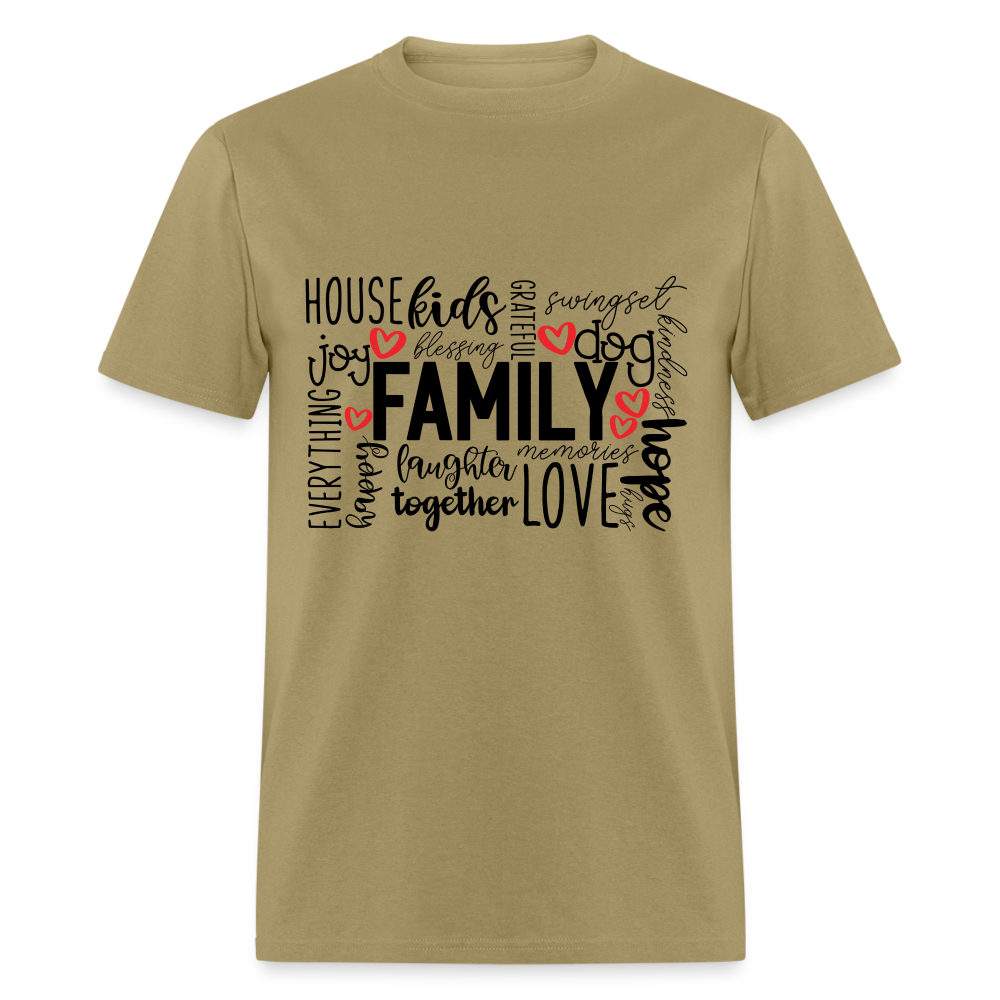 Family T-Shirt (Wordart Cloud) - khaki