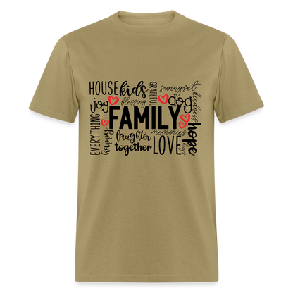 Family T-Shirt (Wordart Cloud) - khaki