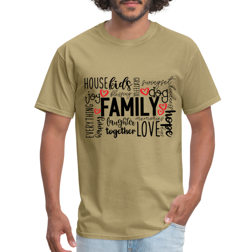 Family T-Shirt (Wordart Cloud) - khaki