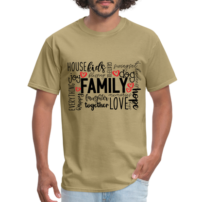 Family T-Shirt (Wordart Cloud) - khaki