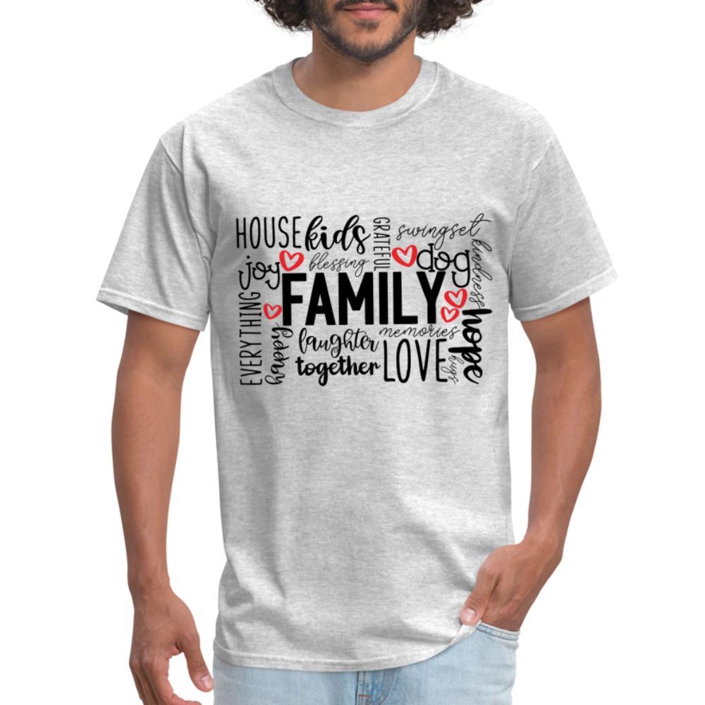 Family T-Shirt (Wordart Cloud) - heather gray