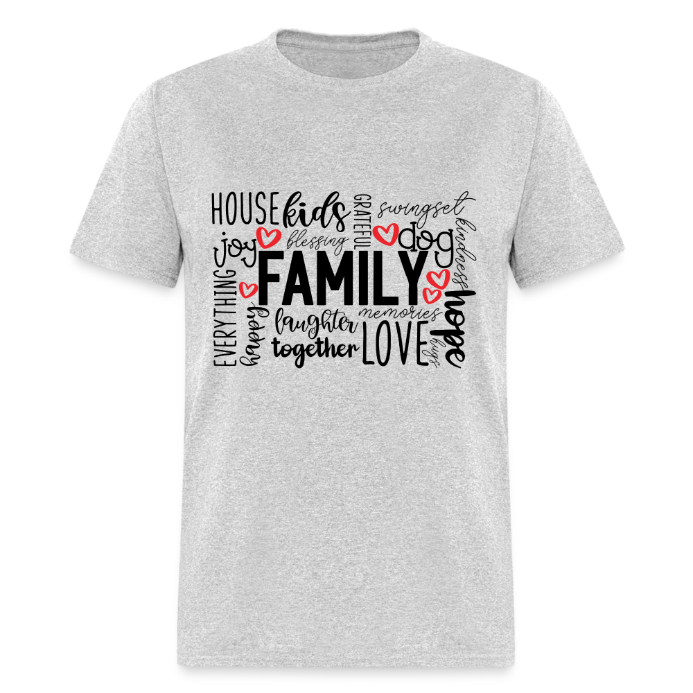 Family T-Shirt (Wordart Cloud) - heather gray