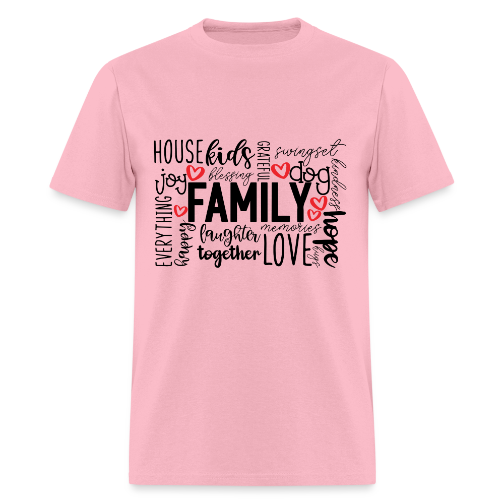 Family T-Shirt (Wordart Cloud) - pink