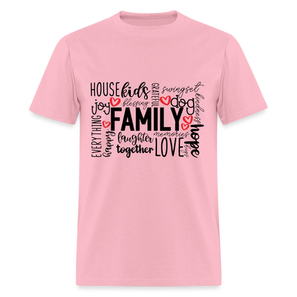 Family T-Shirt (Wordart Cloud) - pink