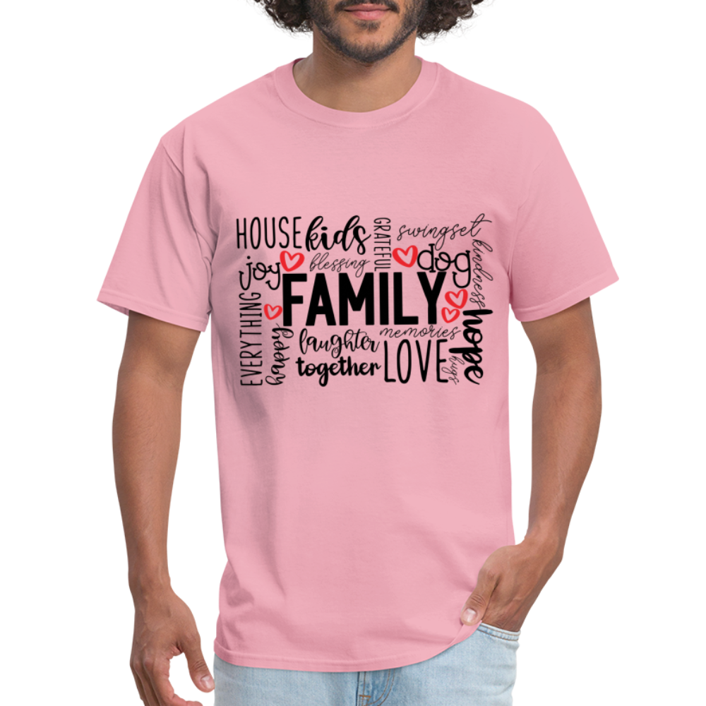 Family T-Shirt (Wordart Cloud) - pink