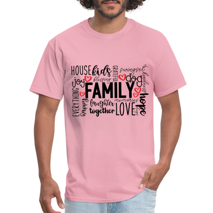 Family T-Shirt (Wordart Cloud) - pink