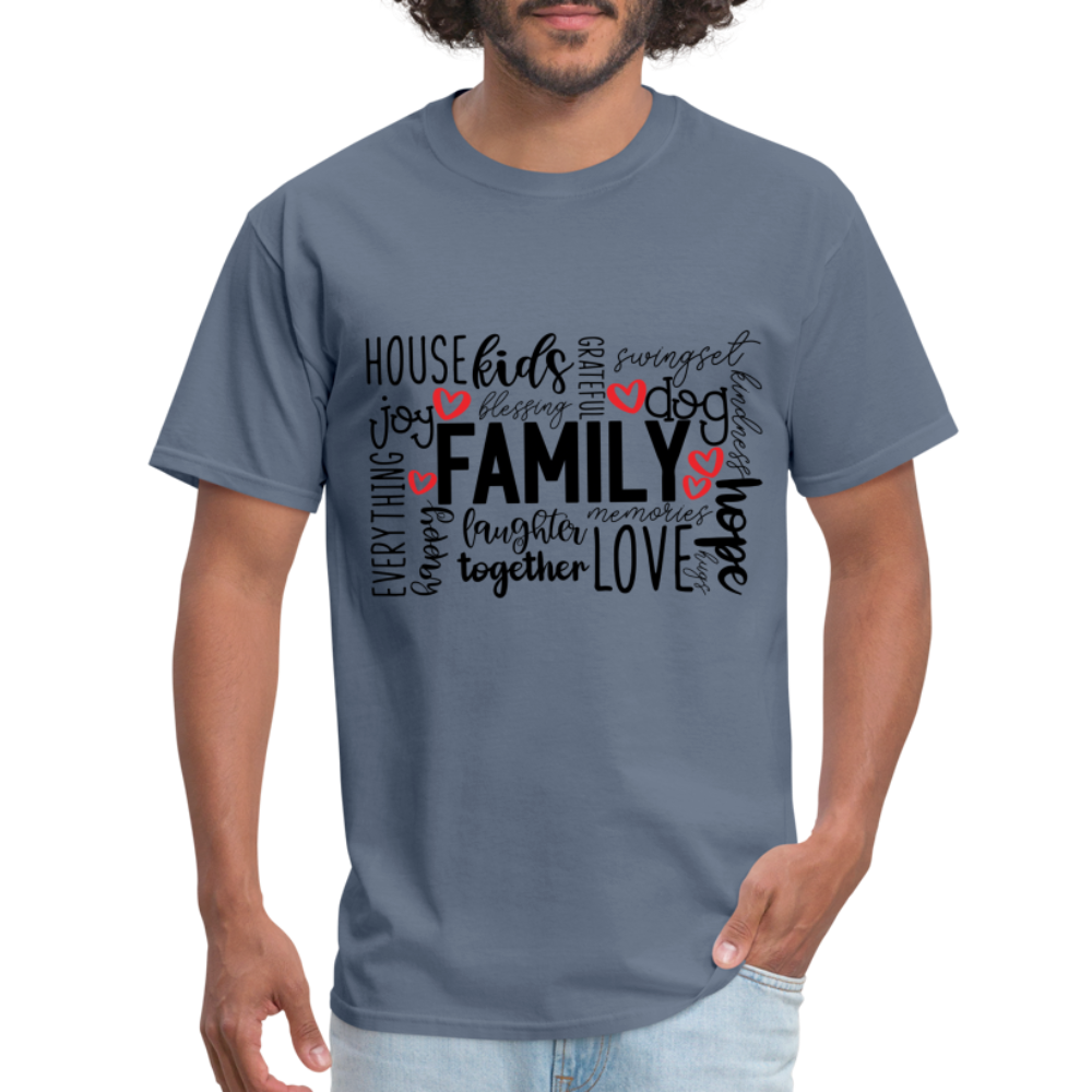 Family T-Shirt (Wordart Cloud) - denim