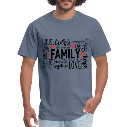 Family T-Shirt (Wordart Cloud) - denim