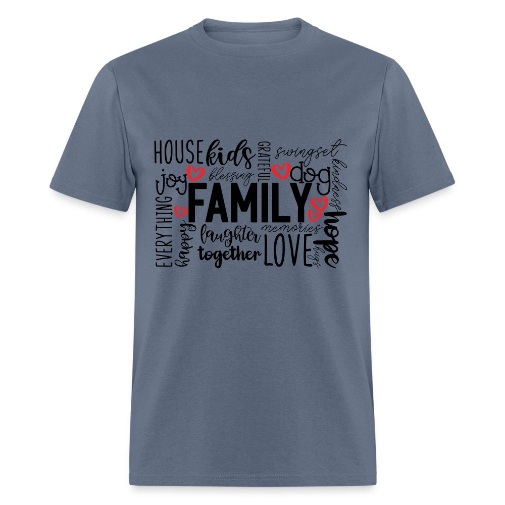 Family T-Shirt (Wordart Cloud) - denim