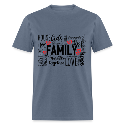 Family T-Shirt (Wordart Cloud) - denim